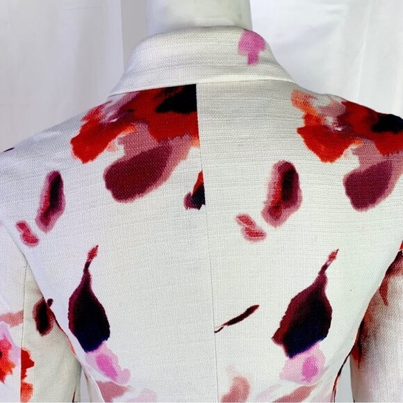 ZARA JACKET FLORAL GRAPHIC COAT BLOOMING OFF WHITE  RED PURPLE JACKET SMALL - Picture 7 of 13